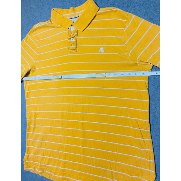 Aeropostale Mens Yellow Polo Shirt Cotton Horizontal Striped Embroidered Logo XL - Picture 6 of 16